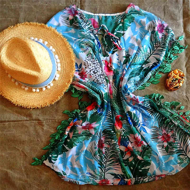 Tunic for Beach Bathing suit cover ups Chiffon Dress Women wear Bikini up Saida de Praia #Q523 210420