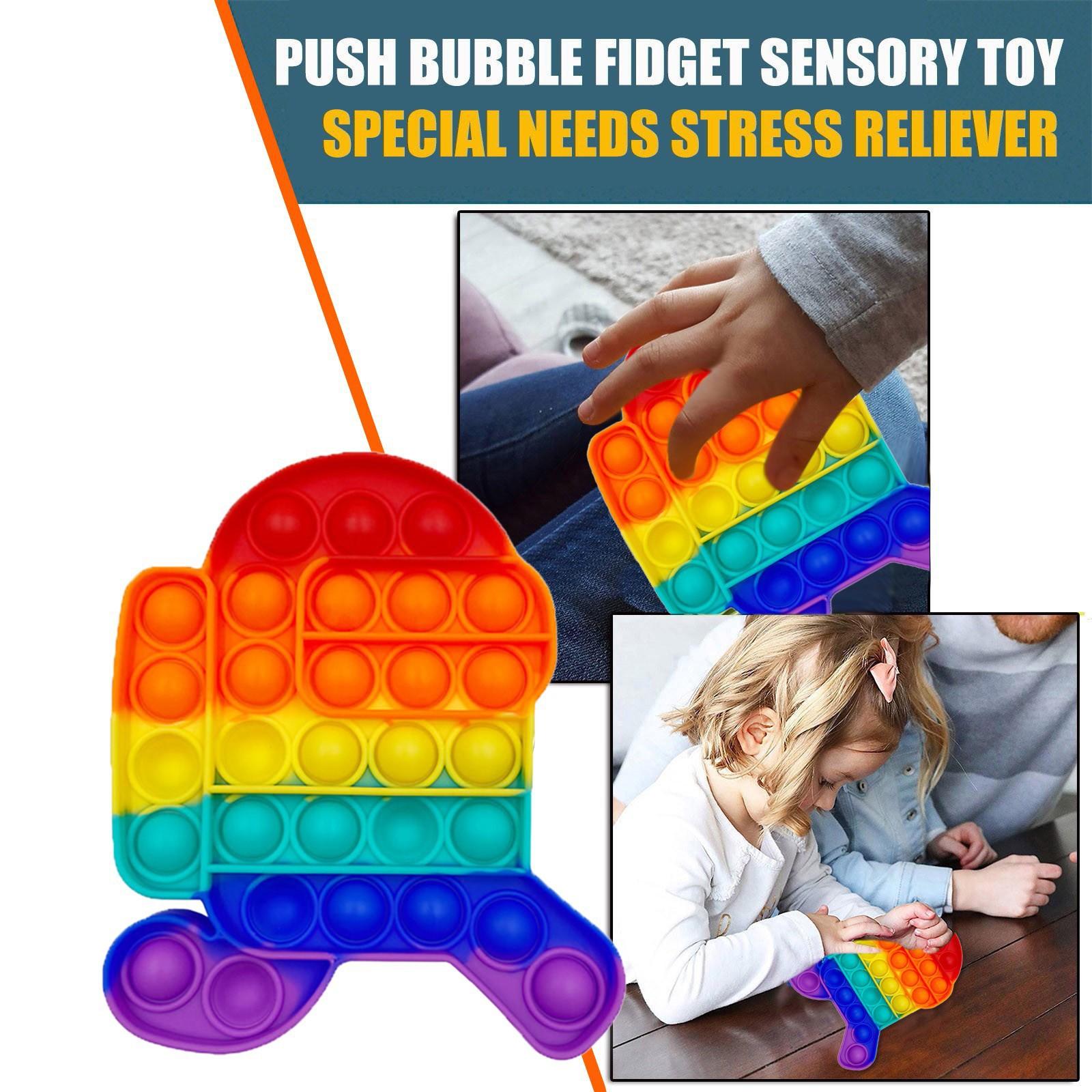 Large Size 20CM Big Push it Rainbow Push Bubble Fidget Toys Oversize Sensory Decompression Toy Stress Reliever Toy Kids Gift US Stock