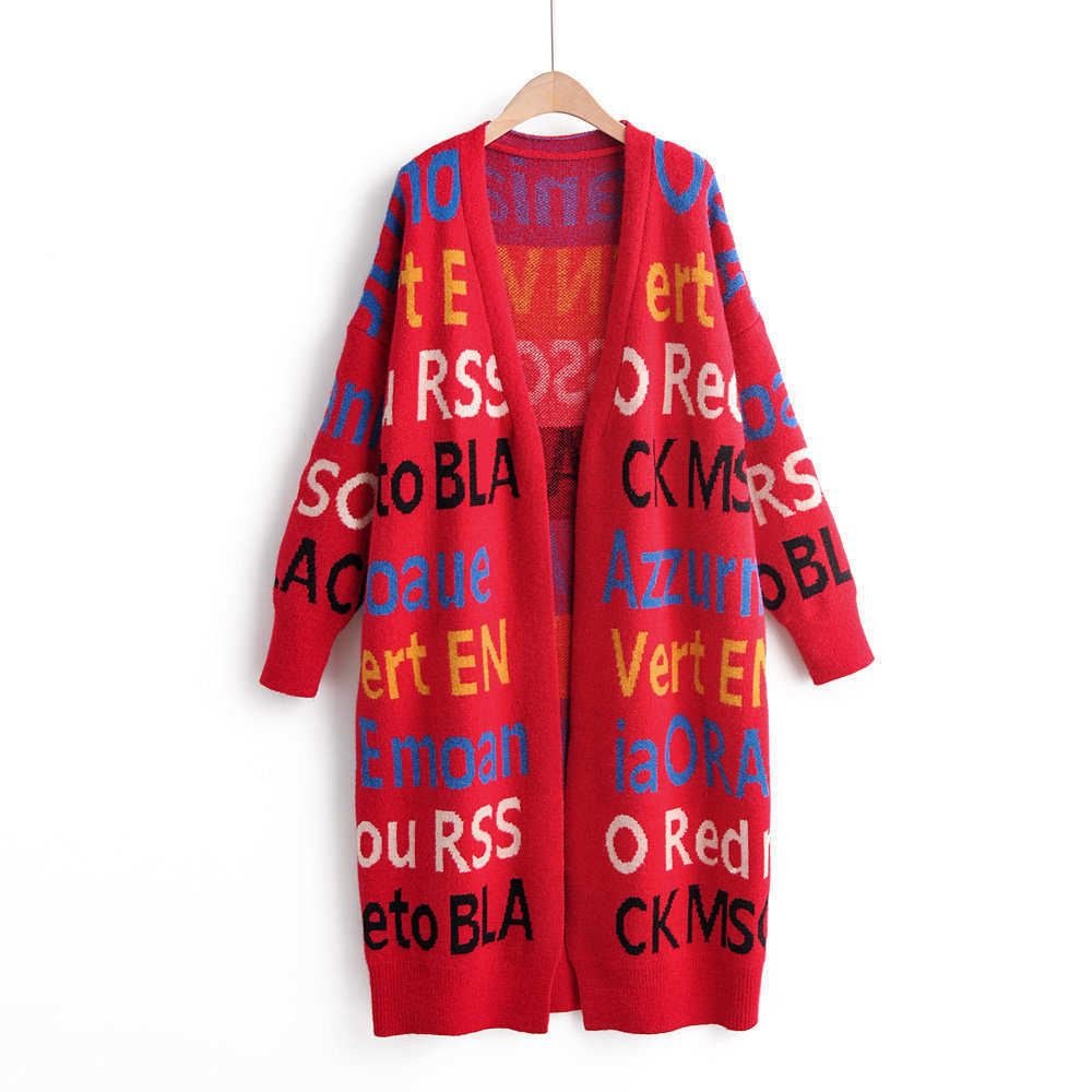 H.SA Women Winter Knitted Sweater Cardigans Oversized Long Knit Coats Letters Jacket Winter Out Tops Casaco Feminino 210716