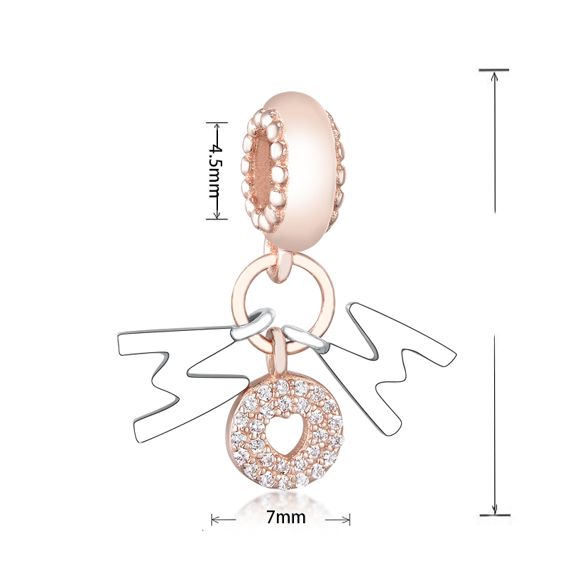925 Silver Letter Rose Gold BFF Family Mom Love Heart Dangle Bead Fit Original Charm Bracelet Necklace Making Friendship Forever Berloque