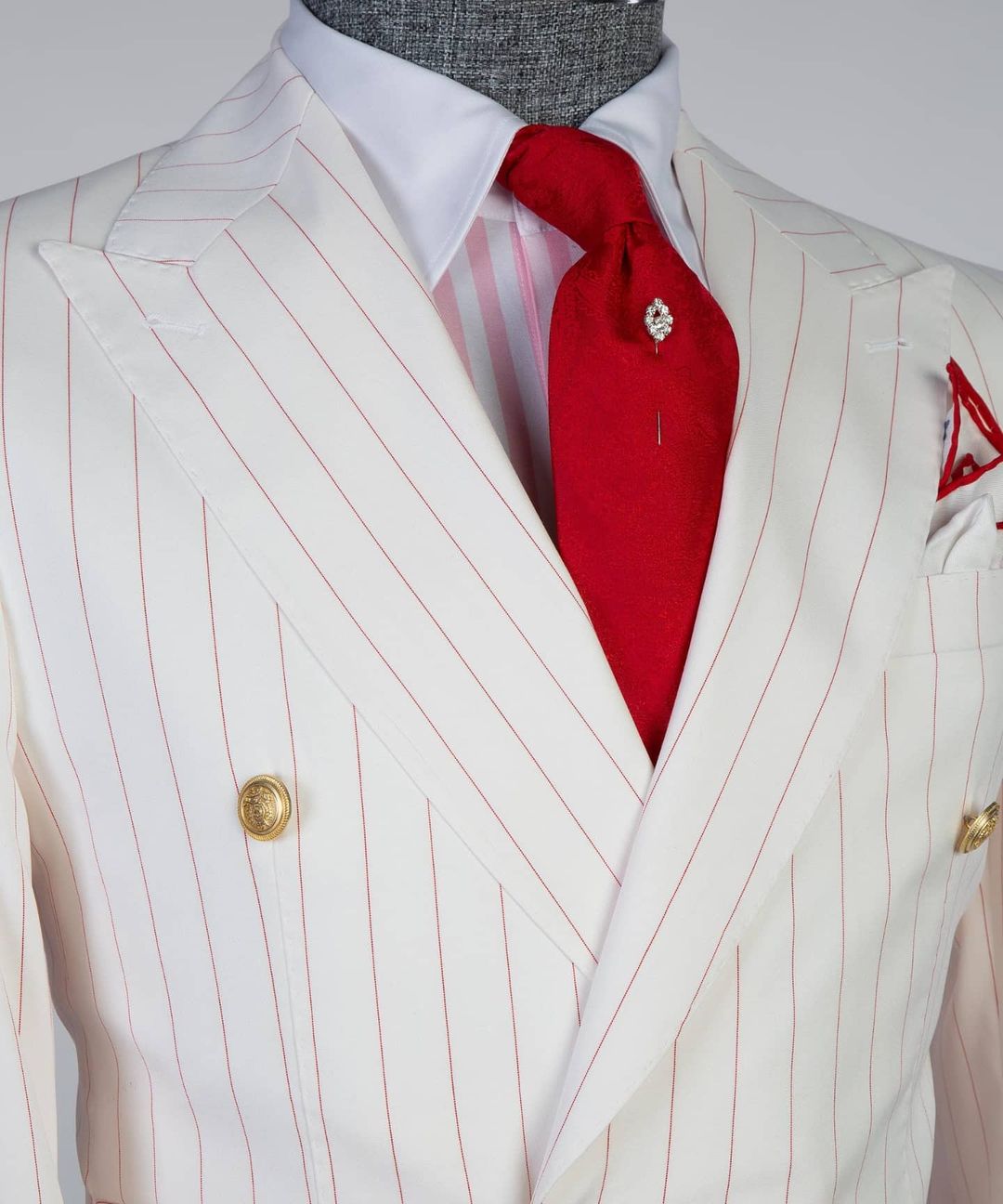 Vintage Handsome Mens Suit With Two-pieces Custom made Pinstripe Cotton Wedding Suits Jacket and Pants De Mariage Hommer