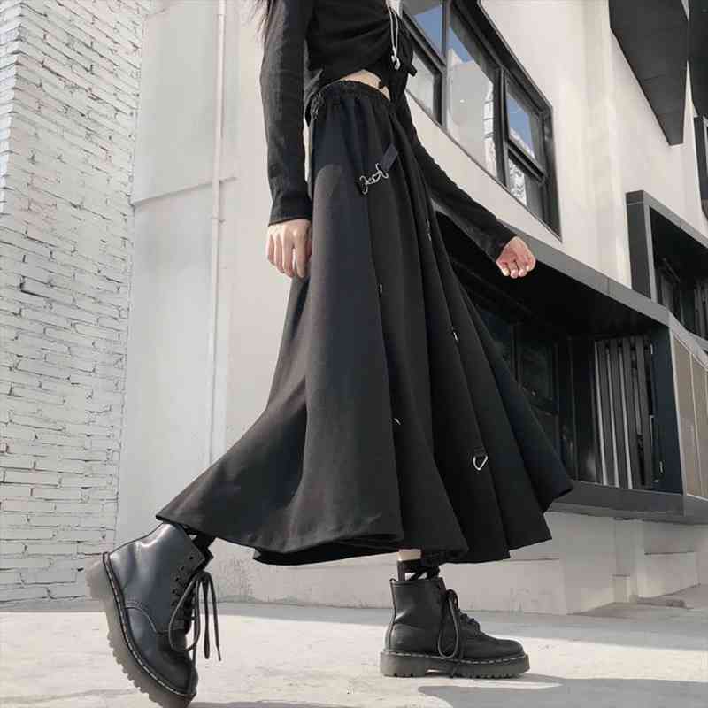 dark style women girl high waist hanging buckle summer autumn street long skirt, Black
dark style women girl high waist hanging buckle summer autumn street long skirt, Black