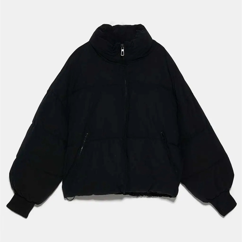 Women's Autumn And Winter Style Stand-Up Collar Drawstring Casual Loose Bread Short Warm Cotton Coat Jacket 210521