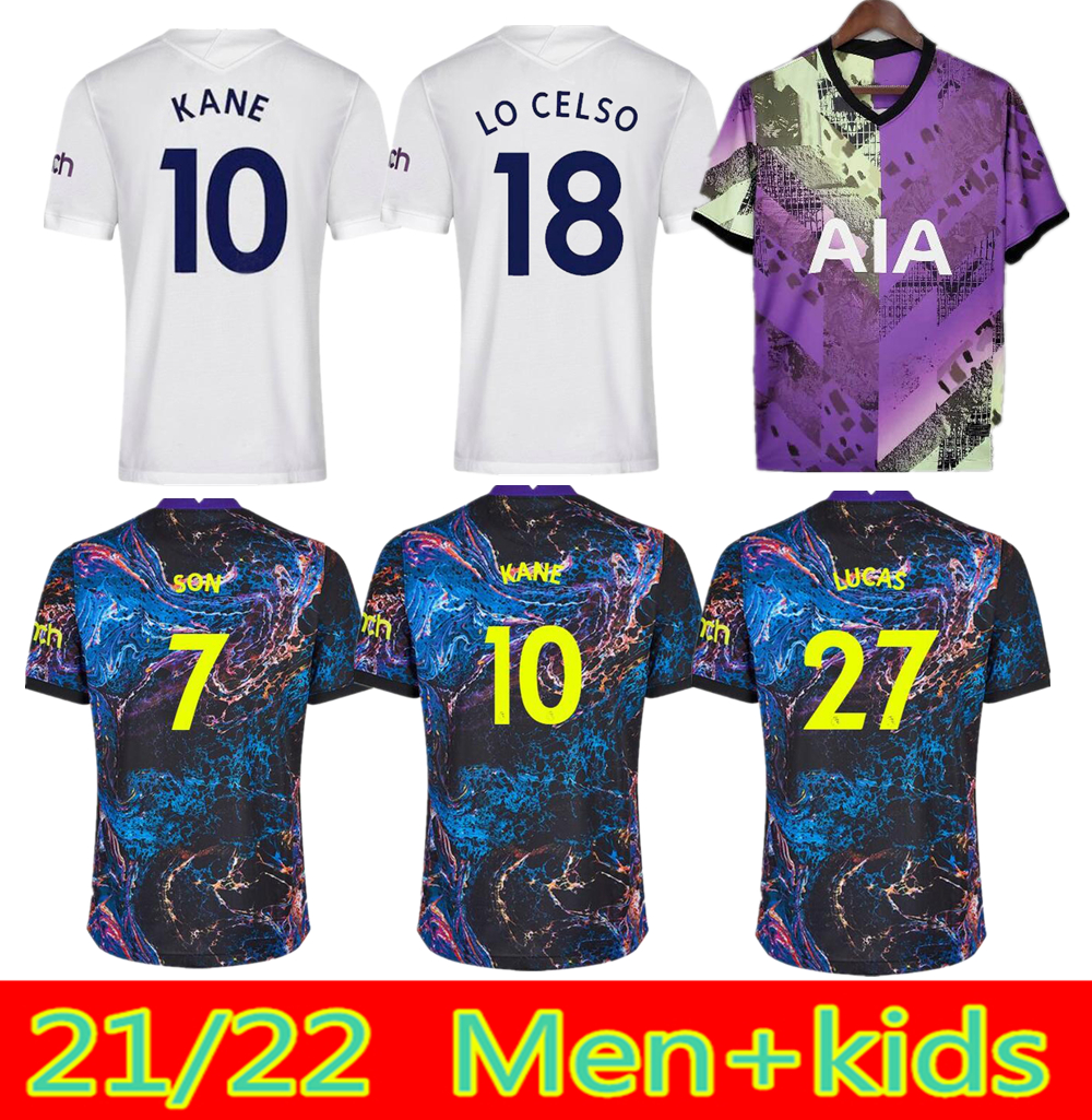 Men + KIDS 21 22 KANE SON BERGWIJN NDOMBELE Soccer Jerseys 2021 2022 Tottenham DELE jersey Football shirt LO CELSO Morgan BALE LAMELA LUCAS 4TH HØjbjerg AWAY Loris, 12