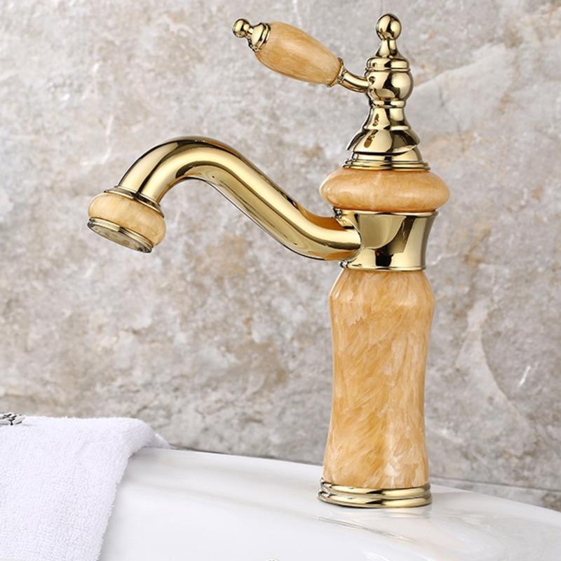 European Style Faucet Basin And Cold Sapphire All Copper Golden Washbasin Kitchen Bathroom Sink Faucets