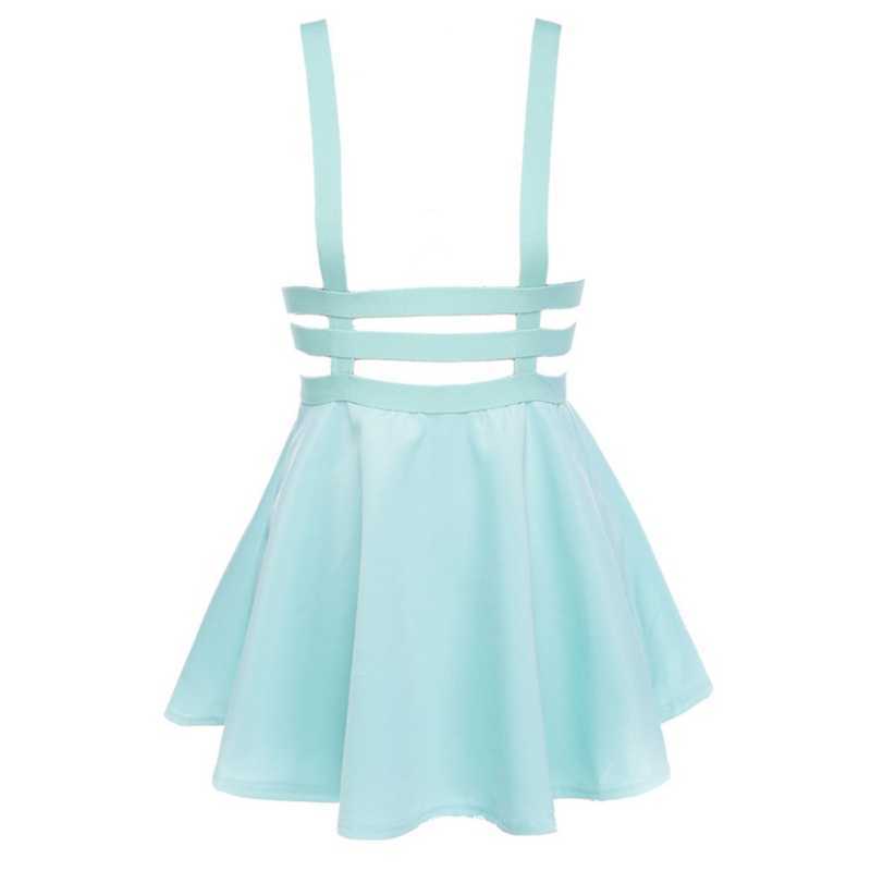 Women Mini Skater Skirt Cute Suspender Clothes Straps High Waist Summer Solid Short s 210621