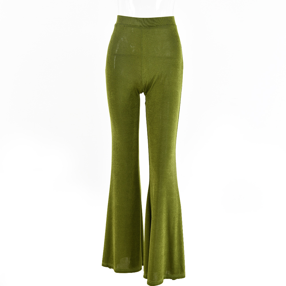 Women Pants Capris High Waist Flared Retro Hip Trousers Spring Summer Sexy Long Fashion 210513