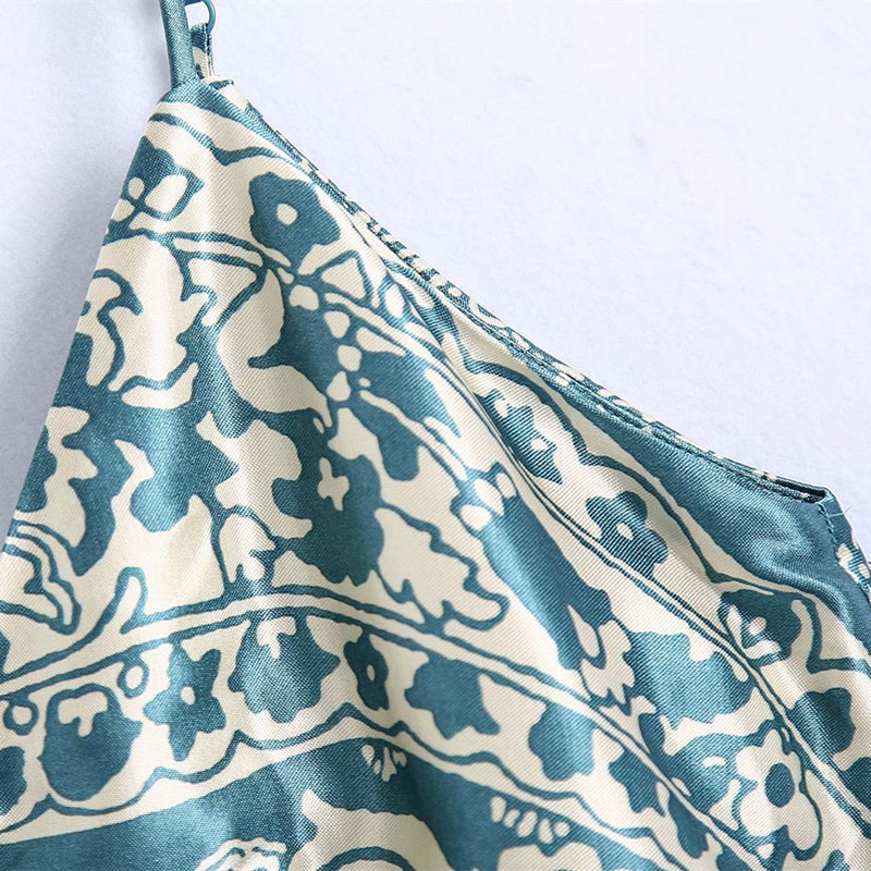 PUWD Casual Women V Neck Straight Dress Summer Fashion Ladies Chinese Style Sexy Female Silk Print Mini 210522