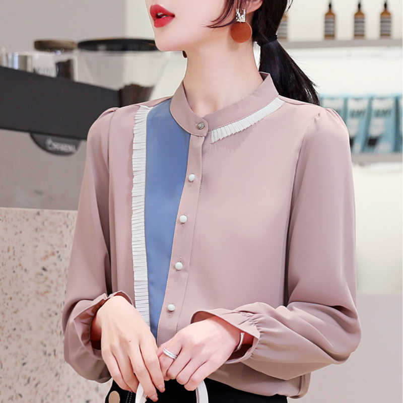 Womens Tops And Blouses Long Sleeve Women Shirts Fashion Woman Blouses Stand Collar Chiffon Blouse Women Tops Blusas C397 210602, Pink
Womens Tops And Blouses Long Sleeve Women Shirts Fashion Woman Blouses Stand Collar Chiffon Blouse Women Tops Blusas C397 210602, Pink