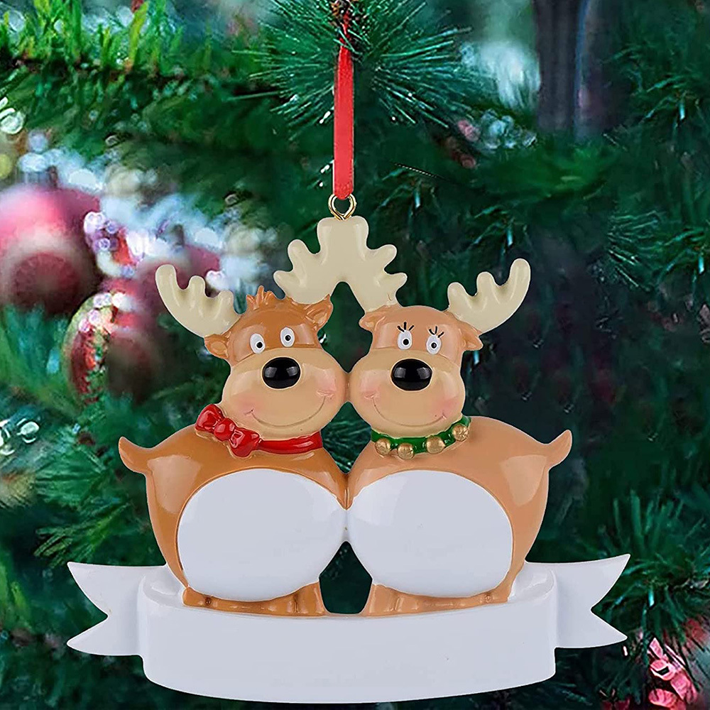 Christmas Reindeer Ornaments Xmas Trees Resin Customized DIY Name Family of 3 5 Gift Hang Decorations Pendant Home Decro