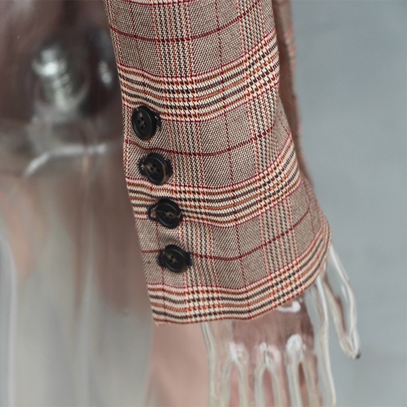 Off Shoulder Plaid Blazer Female Jacket Slash Neck Long Sleeve Irregular Hem Plus Size Women's Coats Autumn Fashion 210428