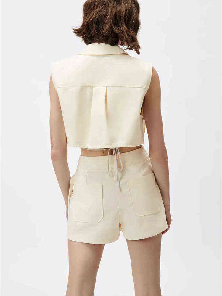 HWLZLTZHT Summer Lapel Vest Women Thin Loose Waistcoat Single Breasted Sleeveless Blazer Feminino Short Slim Jacket Femme 211120