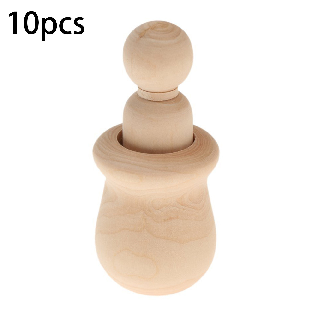 10 PCS Unfinished Wooden Peg Doll Bodies People Nesting Set for Paint Stain Ornament Decorations Childlike fun