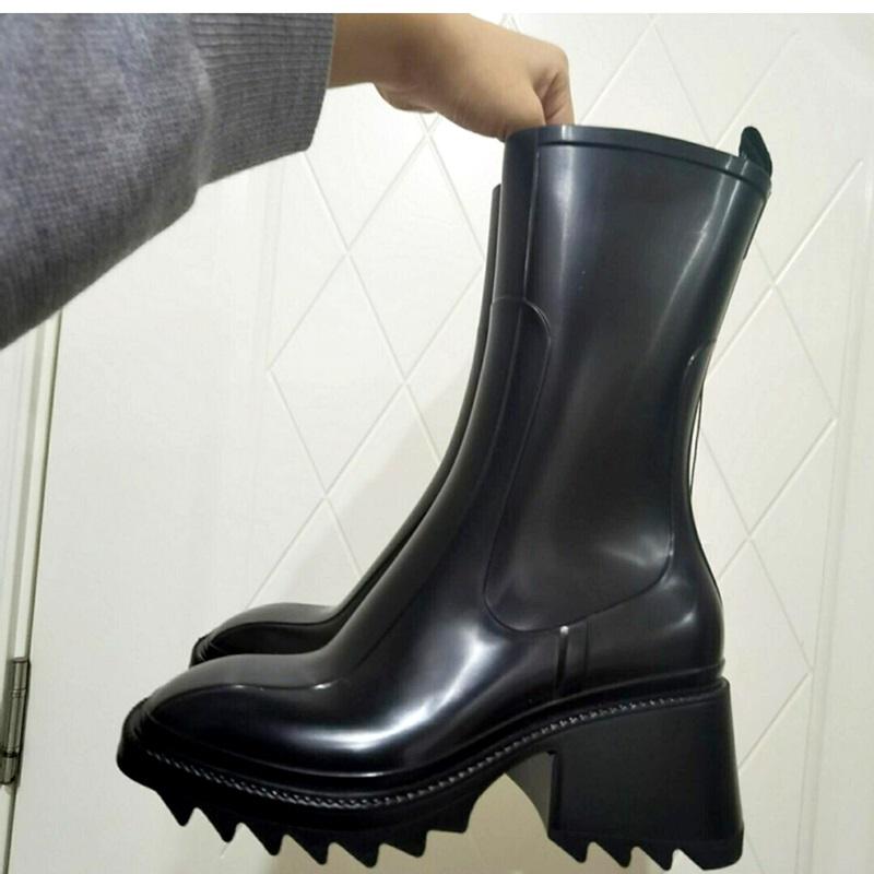 Boots Brand Comfortable Soft Rubber Rain Ladies Fashion Ankle Autumn Summer Female High Heel Party Runway Shoes Pump