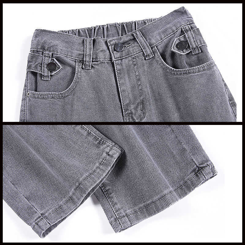 High Waist Jeans Spring Autumn Harem Pants Woman Denim Cotton Loose Fashion Women's Nine-point Straight 210922