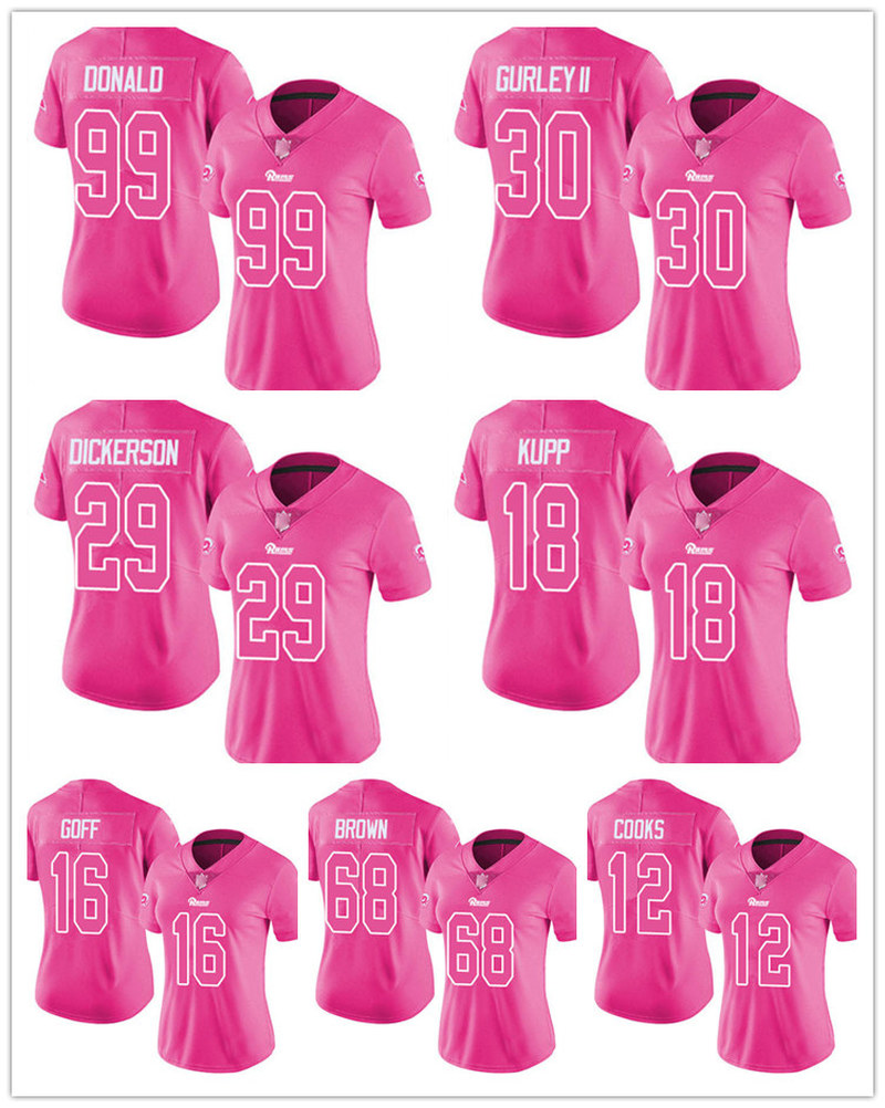 Los Angeles''Rams''WOMEN Jared Goff Aaron Donald Limited Jersey Football Pink Rush Fashion, Black;red