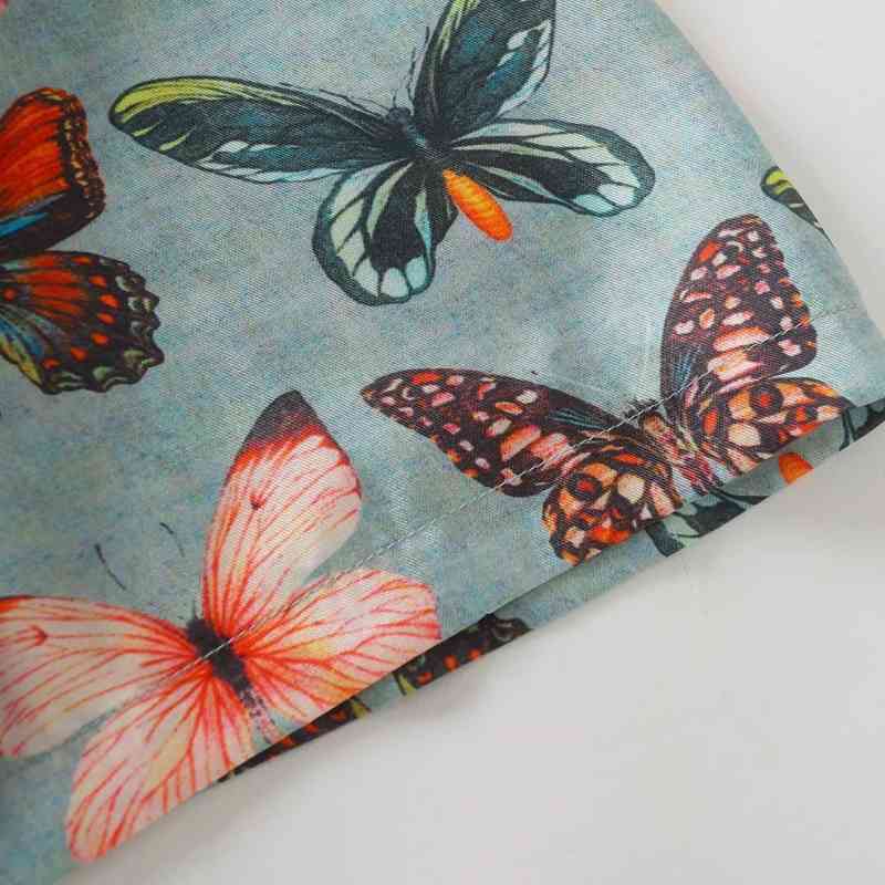 Summer Women Butterfly Printing Splicing Shirt Female Short Sleeve Blouse Casual Lady Loose Tops Blusas S8791 210430
