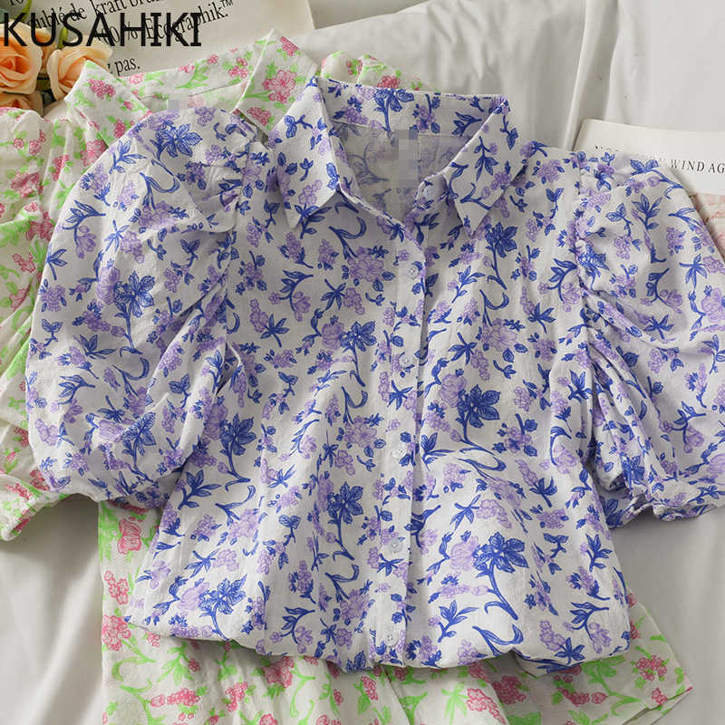 KUSAHIKI Summer Sweet Floral Women Top Puff Sleeve Turn-down Collar Blouse Shirt Korean Fashion Blusas Feminimos 6J533 210602, Green
KUSAHIKI Summer Sweet Floral Women Top Puff Sleeve Turn-down Collar Blouse Shirt Korean Fashion Blusas Feminimos 6J533 210602, Green