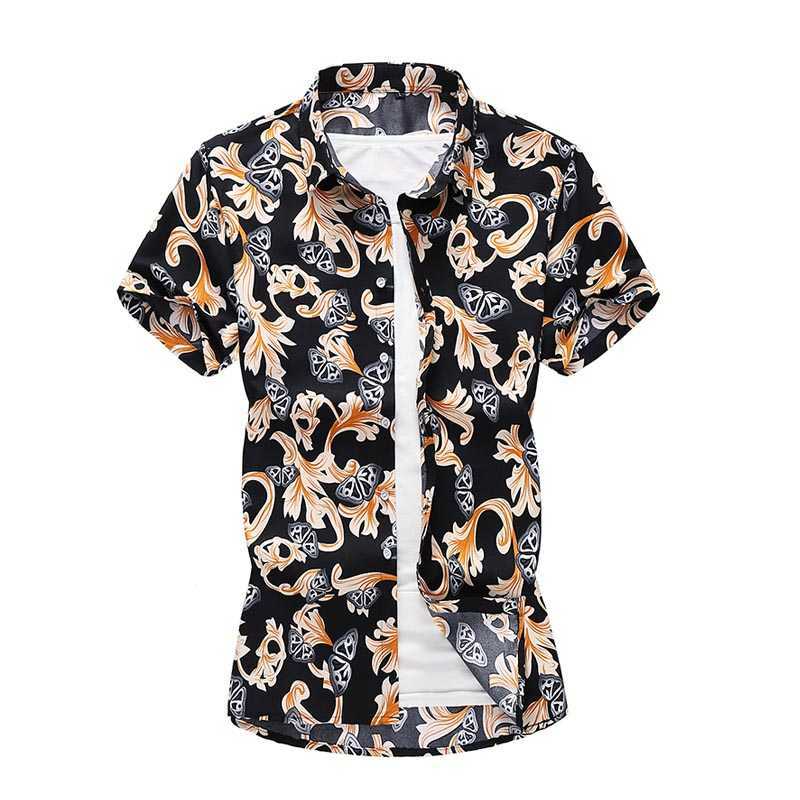 Summer Korean Fashion Floral Shirts Casual Beach Short Sleeve Chinese Cotton Flowers Shirt Big Size 5XL 6XL 7XL 210528