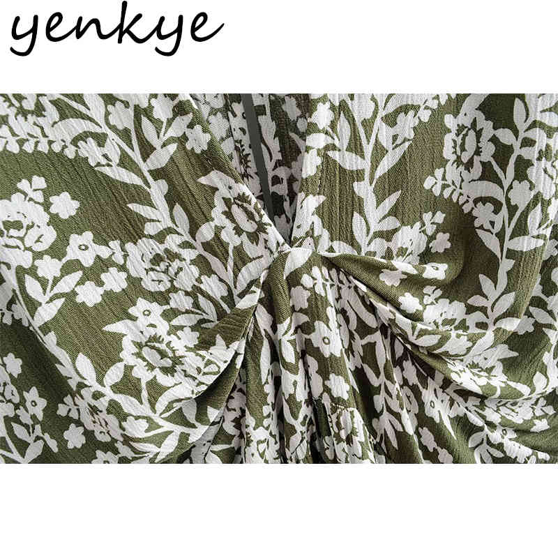 YENKYE Vintage Floral Print Holiday Summer Boho Dress Women Deep V Neck Batwing Sleeve Sexy Slits A-line Long Maxi Dress Robe 210515
