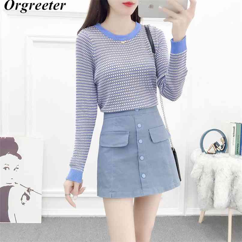 Fashion Sweater suit women Autumn Plaid Knitted Pullover Tops With Button Culottes Two piece Student Sets Outfits 210602, Black
Fashion Sweater suit women Autumn Plaid Knitted Pullover Tops With Button Culottes Two piece Student Sets Outfits 210602, Black