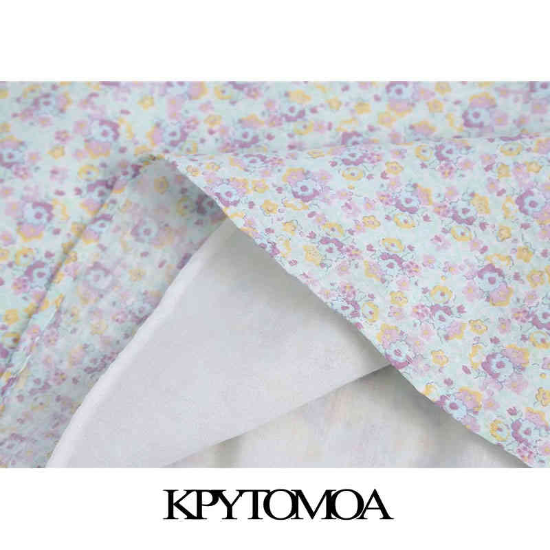 Women Chic Fashion With Buttons Floral Print Mini Dress Back Elastic Ruffled Straps Female Dresses Mujer 210420