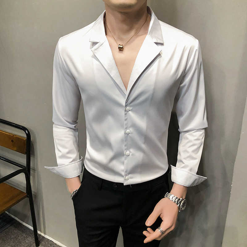 Sexy V-neck Shirts for Men Long Sleeve Slim Fit Casual Shirt Streetwear Social Party Nightclub Blouse Black White Chemise Homme 210527
Sexy V-neck Shirts for Men Long Sleeve Slim Fit Casual Shirt Streetwear Social Party Nightclub Blouse Black White Chemise Homme 210527