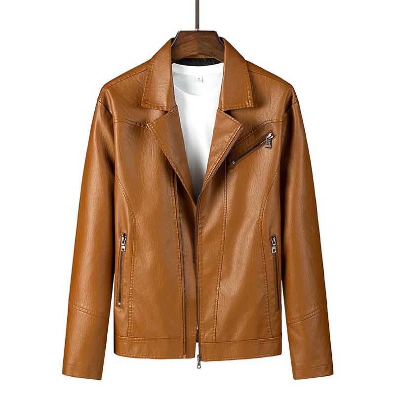 Men Spring Brand Causal Vintage Leather Jacket Coat Outfit Design Motor Biker Zip Pocket PU Men's Jackets