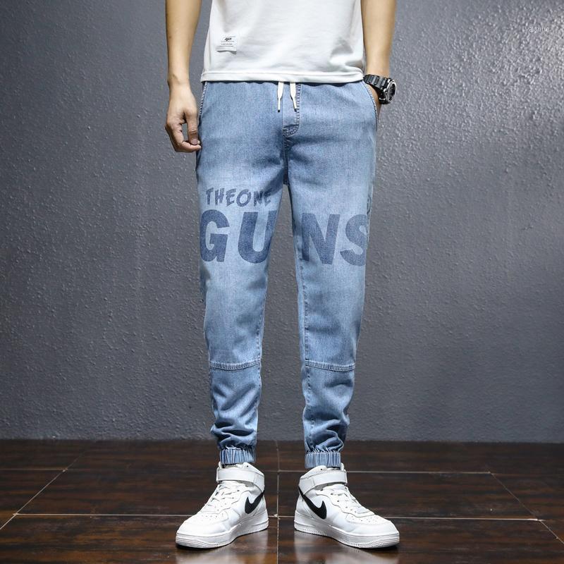 Men's Jeans Men Fashion Baggy Street Casual Harem Pants Letter Print Light Blue Hip Hop Oversized Tie Feet Streetwear Denim 2021
Men's Jeans Men Fashion Baggy Street Casual Harem Pants Letter Print Light Blue Hip Hop Oversized Tie Feet Streetwear Denim 2021