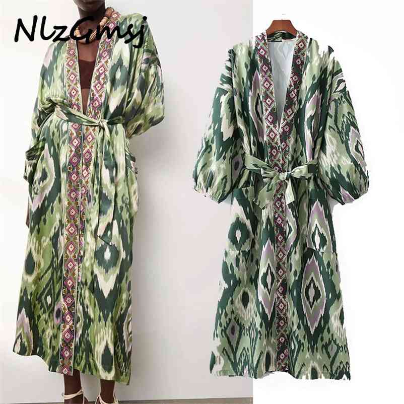 Woman Dress Green Print Midi Kimono Women Summer Belt Long Puff Sleeve Japanese Style Wrap 04 210628, As picture
Woman Dress Green Print Midi Kimono Women Summer Belt Long Puff Sleeve Japanese Style Wrap 04 210628, As picture