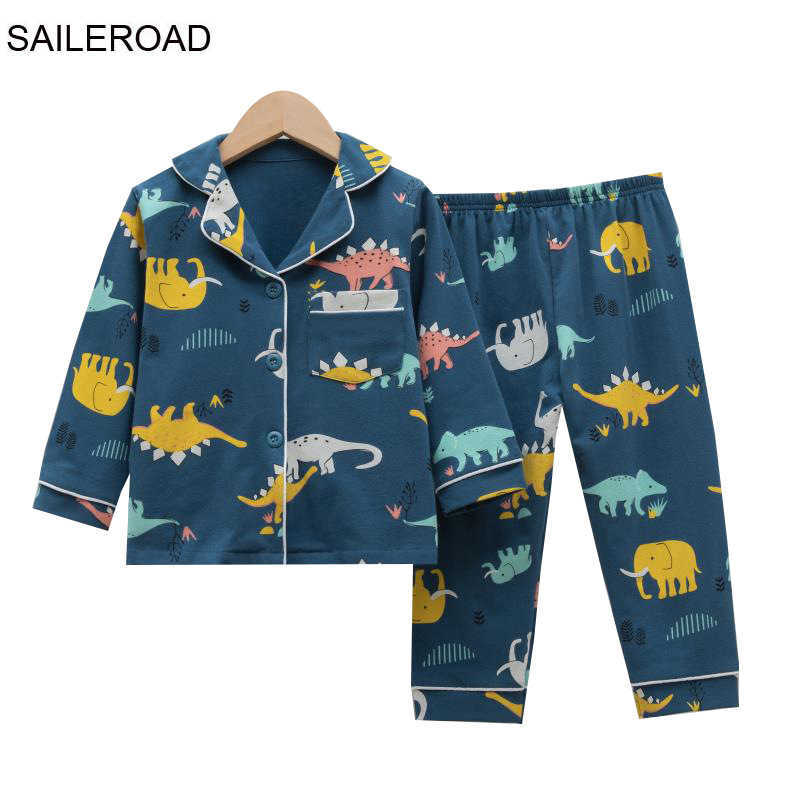 TUONXYE Cartoon Excavator Pajamas For Boys Cotton Long Sleeve Pyjamas Girls Cute pattern Print Kids Sleepwear Clothing 210827