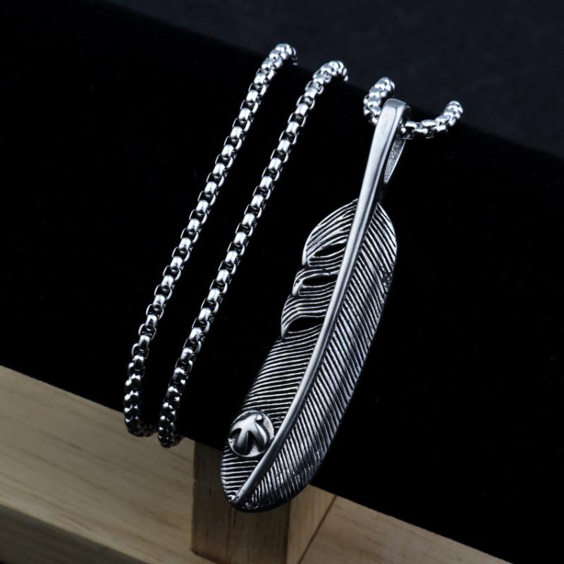 Pendant Necklaces Fashion Feather Leaf Chain Necklace Punk Vintage Stainless Steel Jewelry Gift For Men Collier Femme Collar Chocker
Pendant Necklaces Fashion Feather Leaf Chain Necklace Punk Vintage Stainless Steel Jewelry Gift For Men Collier Femme Collar Chocker