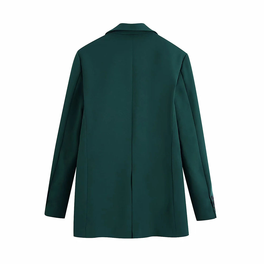 BBWM Women Fashion Office Wear Single Button Blazer Green Coat Vintage Long Sleeve Back Vents Female Outerwear Chic Veste 210520