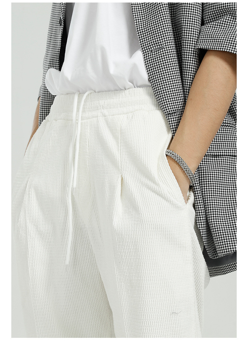 IEFB Men's Wear Sweatpants Spring Korean Loose White Elastic Waist Drawstring Solid Color Simple Casual Trousers 9Y5824 210524