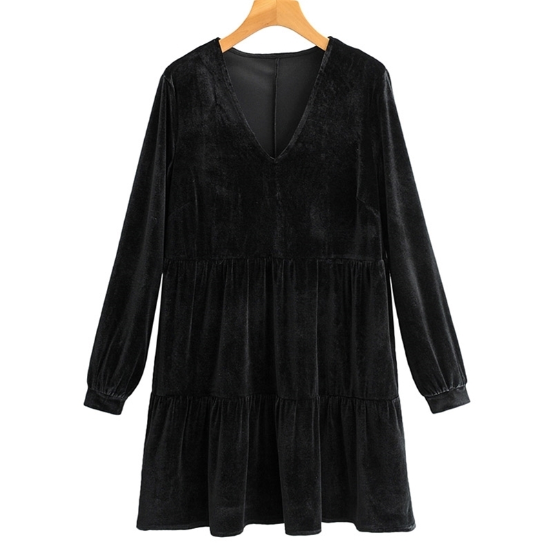 Summer Women Mini Dress Ladies' V-neck Long Sleeve Solid Color Dresses Female Streetwear 210524, Black
Summer Women Mini Dress Ladies' V-neck Long Sleeve Solid Color Dresses Female Streetwear 210524, Black
