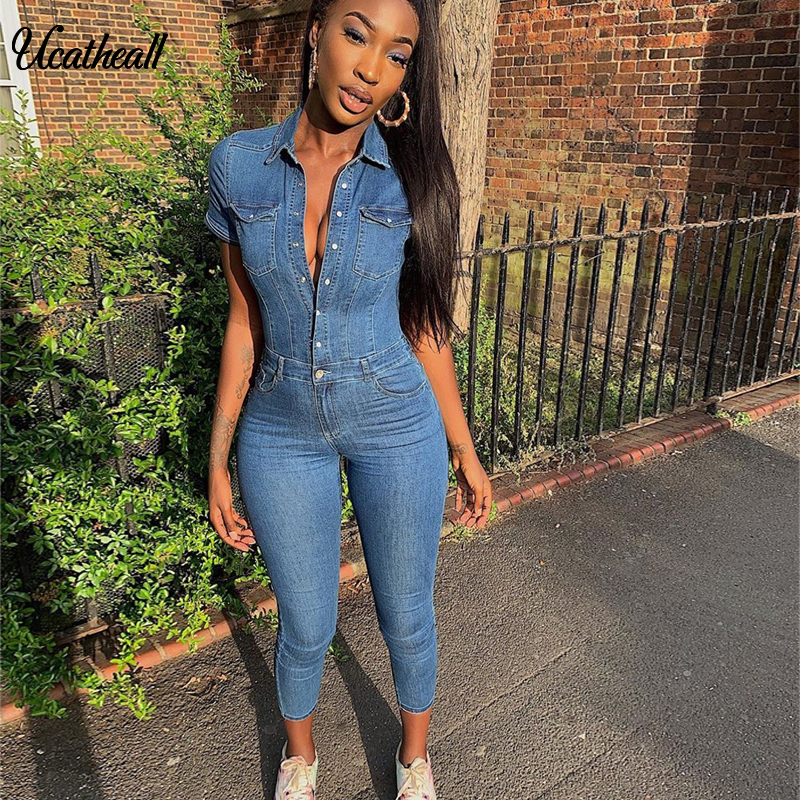 Single Buttons Sexy Denim Jumpsuit Short Women Rompers Pocket Bodycon Summer Jeans Overalls Casual Fashion Party Club Playsuit, Blue
Single Buttons Sexy Denim Jumpsuit Short Women Rompers Pocket Bodycon Summer Jeans Overalls Casual Fashion Party Club Playsuit, Blue