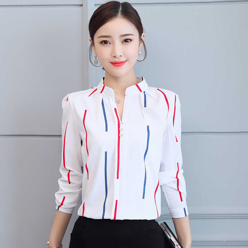 Korean Women Shirts Woman Chiffon Blouses Tops Long Sleeve White Shirt Stripe V Neck Ladies Blouse XXL 210604
Korean Women Shirts Woman Chiffon Blouses Tops Long Sleeve White Shirt Stripe V Neck Ladies Blouse XXL 210604