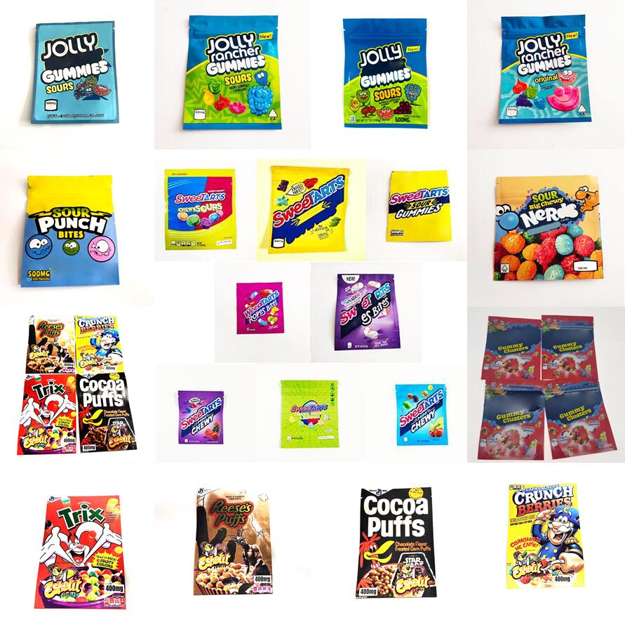 2021 Sweetarts Gummies Mylar Bags 500mg Weedtarts bites candy bag Smell proof resealable edibles gummy packaging