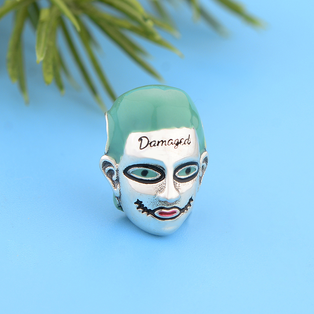Fit Original Charm Bracelet Real 925 Sterling Silver Damaged Man Green Hair And Big Mouth Clown Beads For Making Berloque DIY