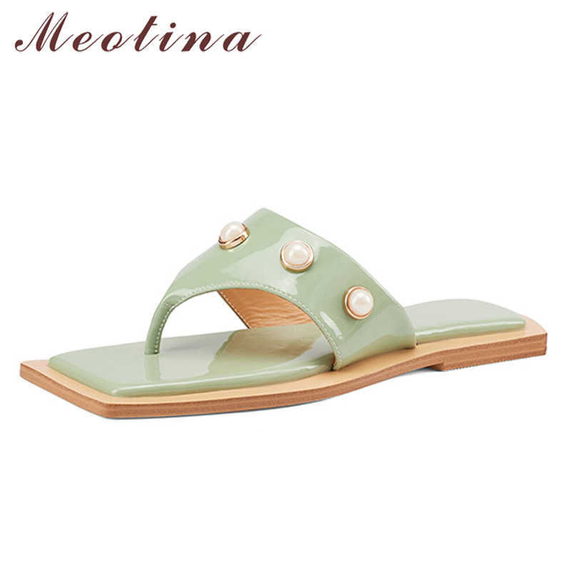 Meotina Women Slippers Shoes Pleated Leather Sandals Flip Flop Slides Flat Sandals Square Toe Ladies Footwear Green Fashion 210608
Meotina Women Slippers Shoes Pleated Leather Sandals Flip Flop Slides Flat Sandals Square Toe Ladies Footwear Green Fashion 210608