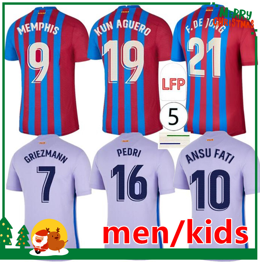 21 22 KUN AGUERO MEMPHIS soccer jersey PEDRI ANSU FATI camiseta de futbol 2021 2022 Barcelona GRIEZMANN F.DE JONG home away football shirt kids kit + men, 21/22 home 
21 22 KUN AGUERO MEMPHIS soccer jersey PEDRI ANSU FATI camiseta de futbol 2021 2022 Barcelona GRIEZMANN F.DE JONG home away football shirt kids kit + men, 21/22 home