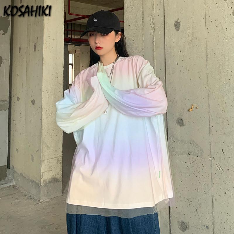 Women's T-Shirt KOSAHIKI 2021 Spring O Neck Long Sleeve Harajuku Tops Loose Gauze Casual Women Streetwear Fashion Tee Shirt 11a178, Black
Women's T-Shirt KOSAHIKI 2021 Spring O Neck Long Sleeve Harajuku Tops Loose Gauze Casual Women Streetwear Fashion Tee Shirt 11a178, Black
