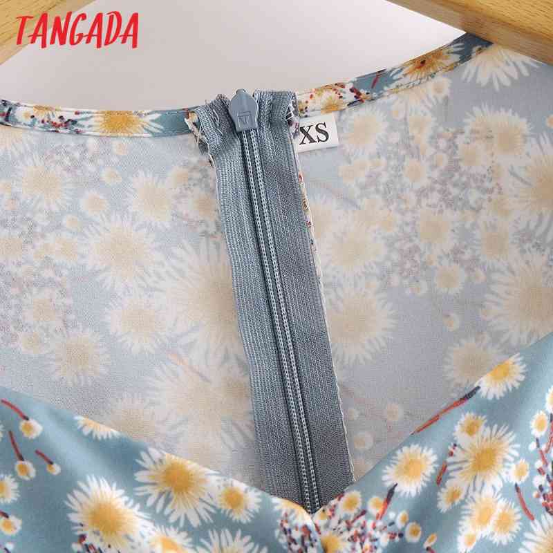 Summer Women Dots Print Midi Puff Short Sleeve Ladies Dress Vestidos 3A32 210416