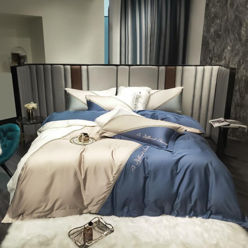 4Pcs 1000TC Long-staple Cotton Stitching Gold Embroidered Patchwork Duvet Cover Bedding Set Bed Sheet Pillowcases Queen King Sets