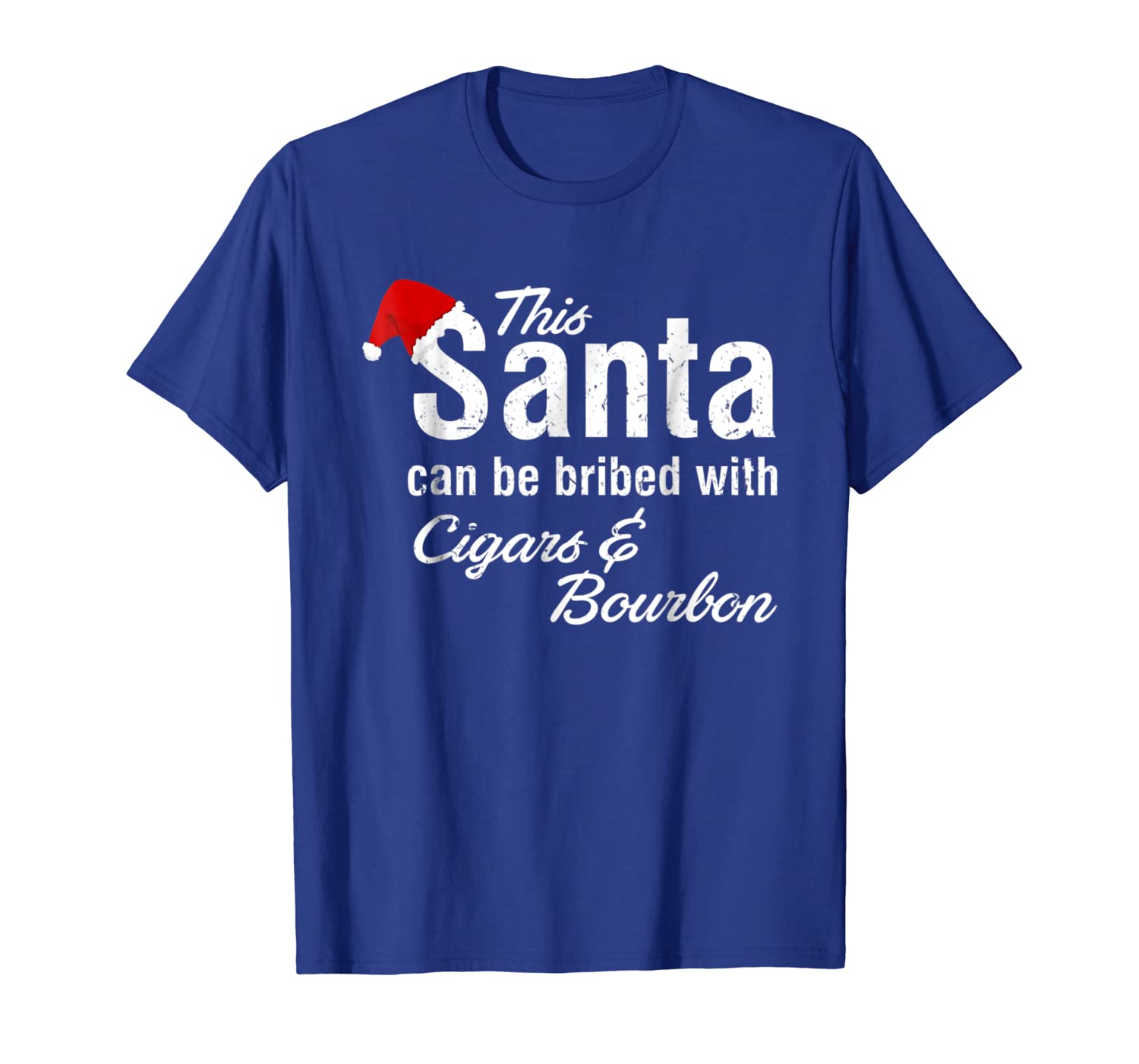 this santa can be bribed with cigars bourbon xmas tshirt, White;black