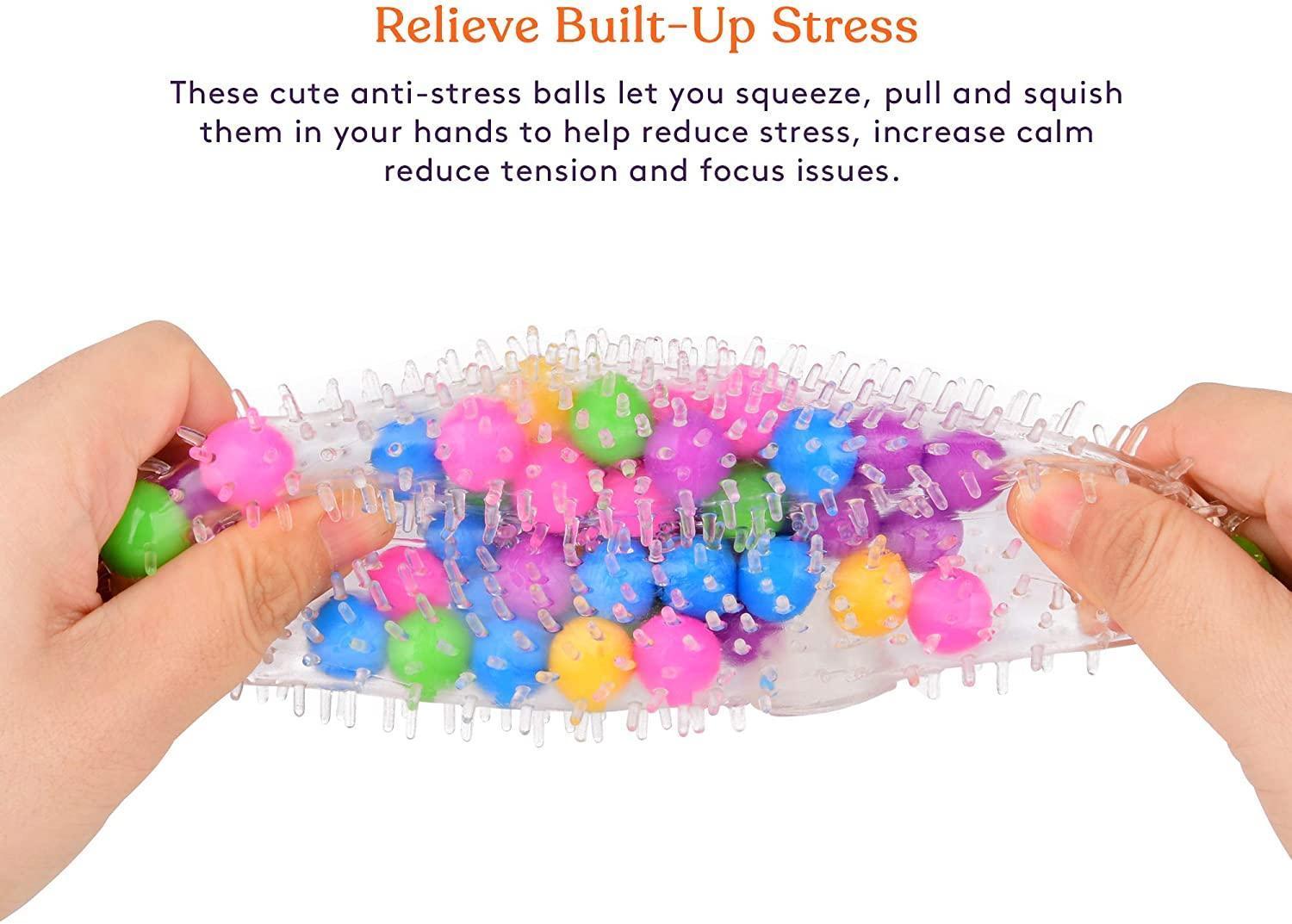 New DNA Squish Stress Ball (4-Pack) Squeeze Color Sensory Toy Relieve Tension Home Travel andfree Office Use Fun for Kids Adults FY9409