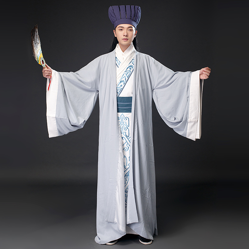 Hanfu male ethnic clothing Chinese ancient style TV Film performance stage wear Minister's apparel the Three Kingdoms period Zhuge Liang's c