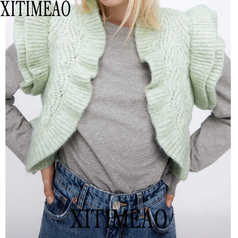 Za Women Fashion Knitted Cardigan Vest Sweater V-neck Sleeveless Loose Female Short Waistcoat Chic Tops XITIMEAO 210602, Mint green
Za Women Fashion Knitted Cardigan Vest Sweater V-neck Sleeveless Loose Female Short Waistcoat Chic Tops XITIMEAO 210602, Mint green