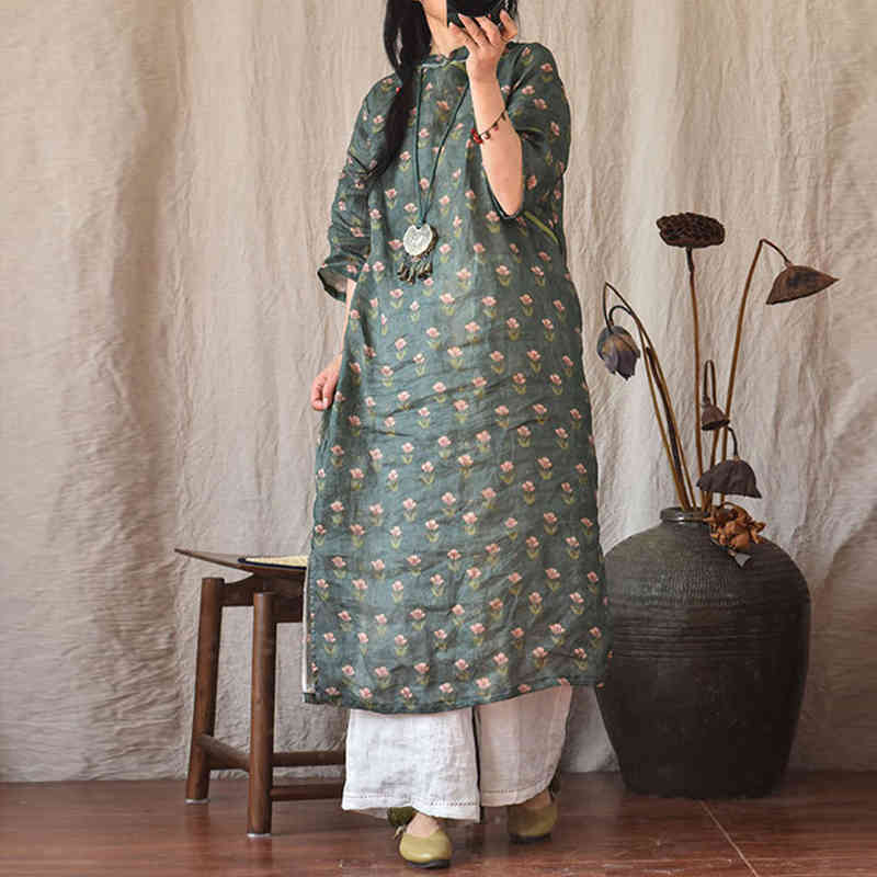 Johnature Vintage Ramie Women Dresses Loose Linen Chinese Style O-neck Summer Half Sleeve Elegant 4 Colors Dresses 210521, Blue
Johnature Vintage Ramie Women Dresses Loose Linen Chinese Style O-neck Summer Half Sleeve Elegant 4 Colors Dresses 210521, Blue