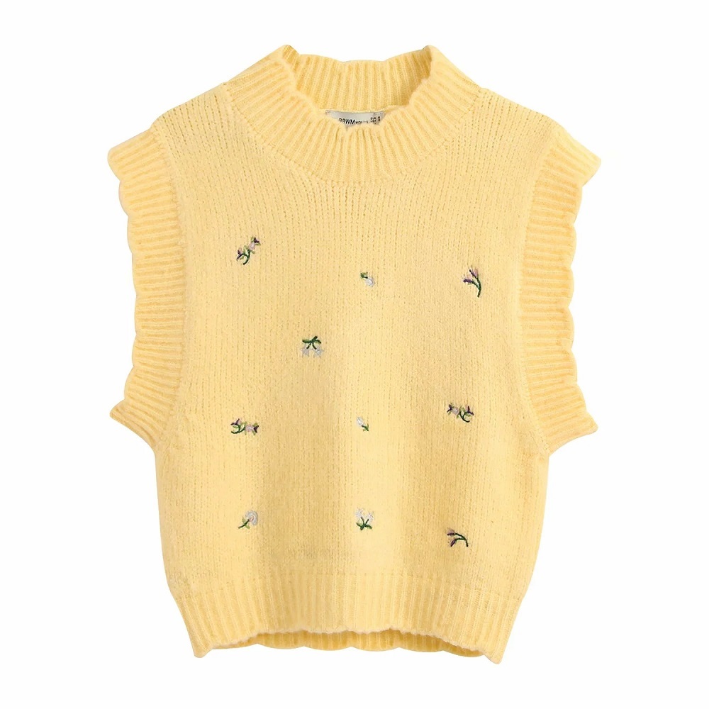Stylish Sweet Floral Embroidery Yellow Sleeveless Sweater Women Fashion O-Neck Pullovers Casual Girls Chic Jumpers 210520, Beige
Stylish Sweet Floral Embroidery Yellow Sleeveless Sweater Women Fashion O-Neck Pullovers Casual Girls Chic Jumpers 210520, Beige